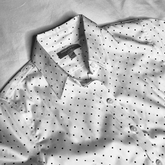 Banana Republic Women's White Polka Dot Button Down Shirt - Picture 1 of 5